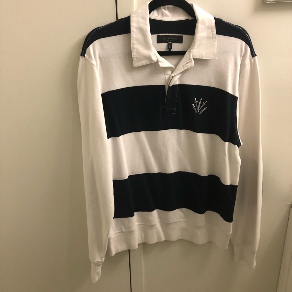 Rag & Bone Cotton Rugby Shirt w/Dagger Motif. Med